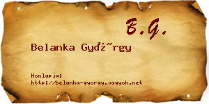 Belanka György névjegykártya